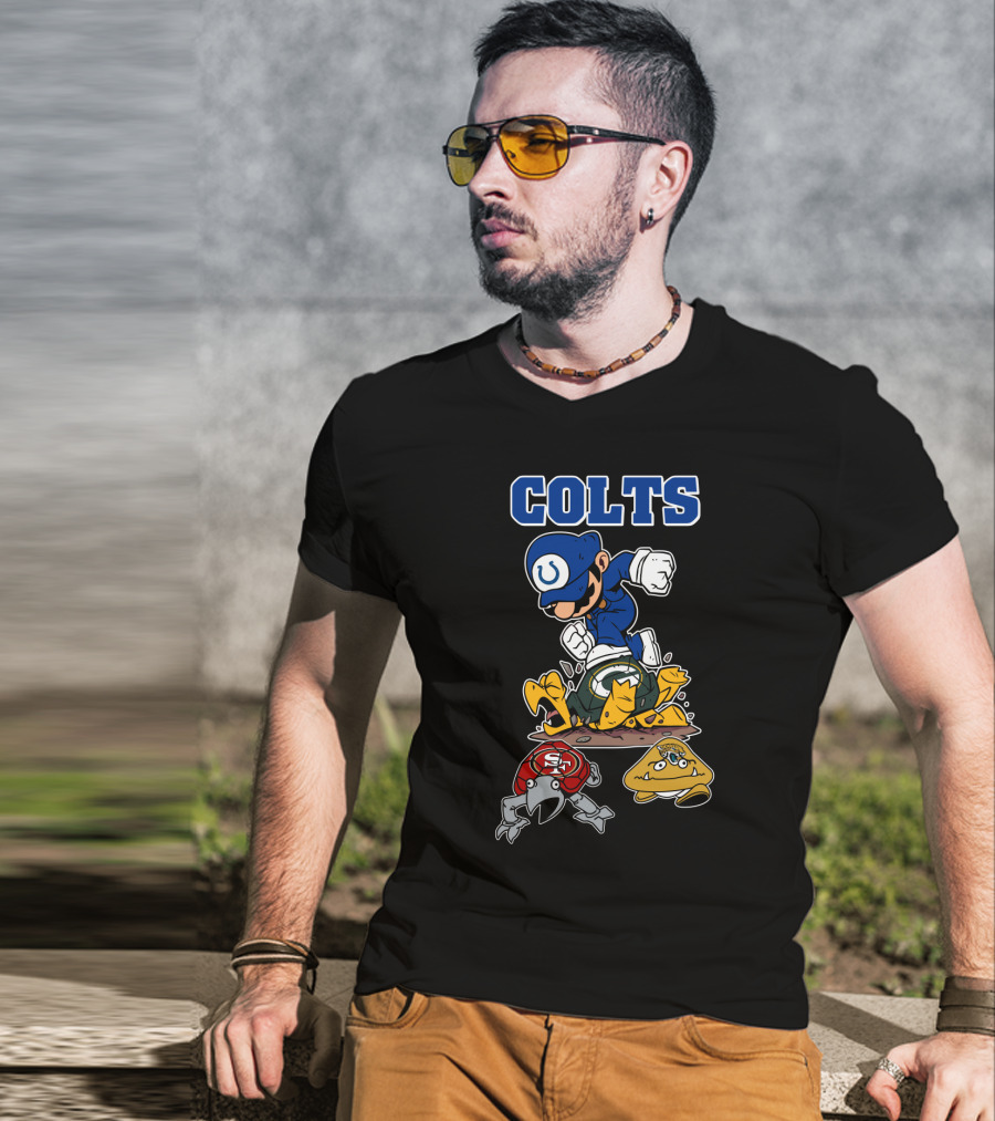 Colts Indianapolis Mario Parody Football Knockout T-Shirt