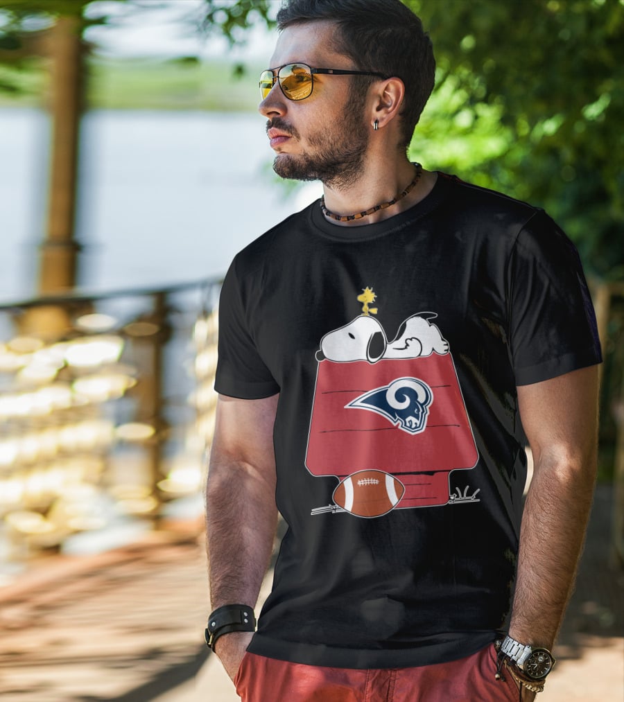 Snoopy And Woodstock Los Angeles Rams Doghouse Nfl Football T-Shirt