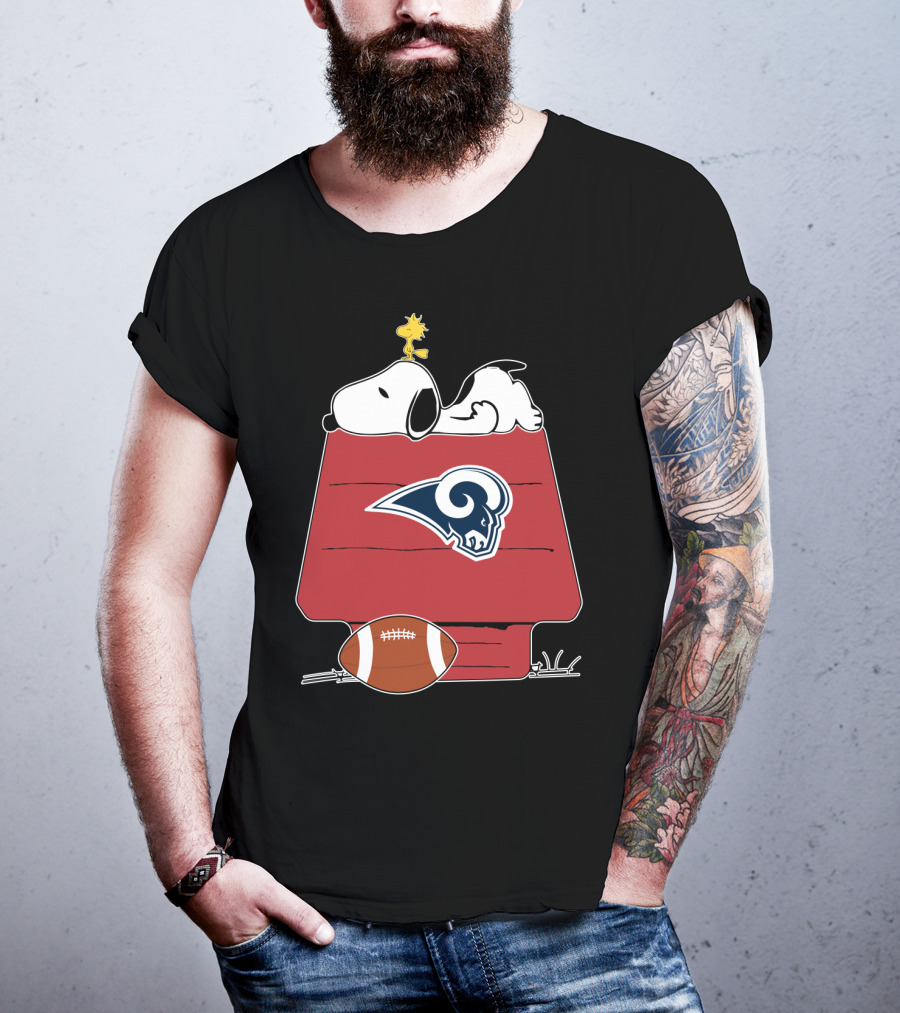 Snoopy And Woodstock Los Angeles Rams Doghouse Nfl Football T-Shirt