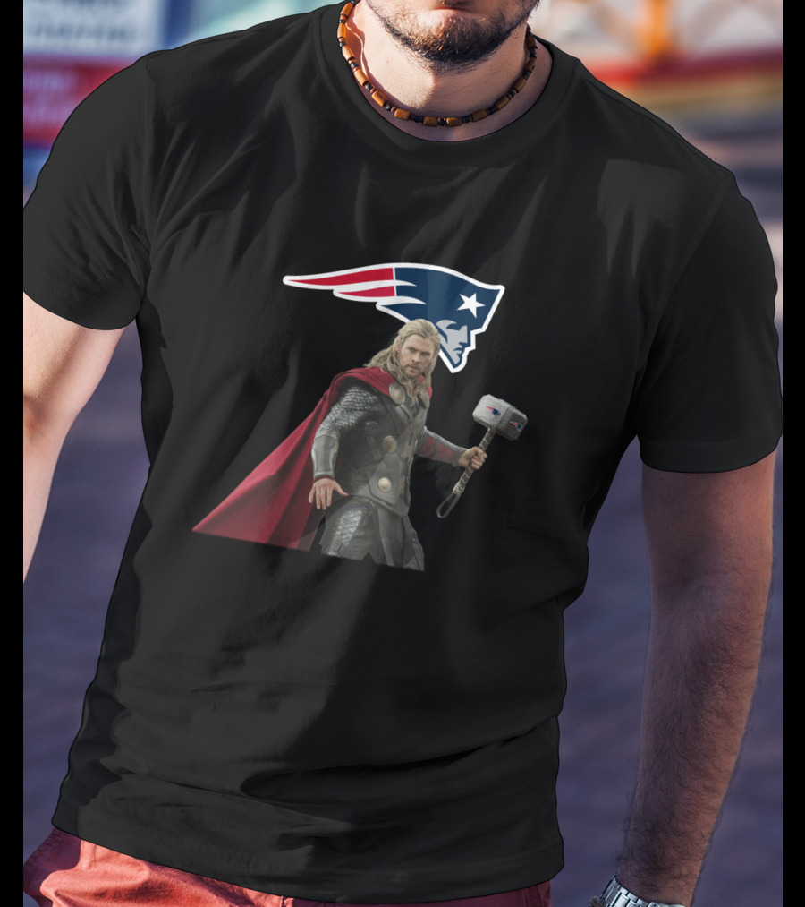 Patriots Thor Crossover Mjolnir Nfl Tribute T-Shirt