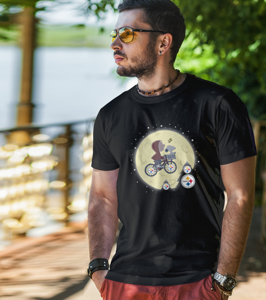 Pittsburgh Steelers Halloween Moon Bicycle Ride T-Shirt