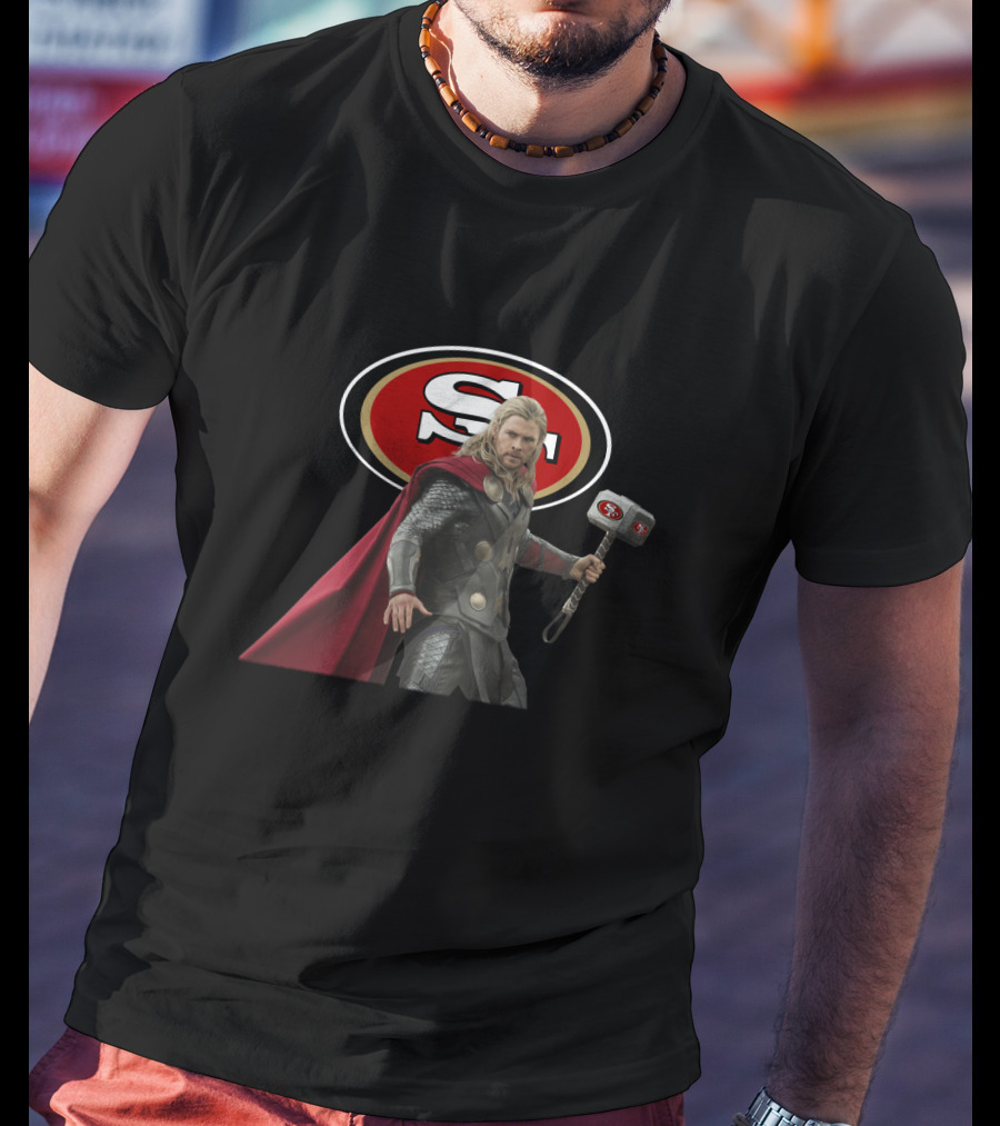 San Francisco 49ers Thor Collaboration Nfl Football T-Shirt