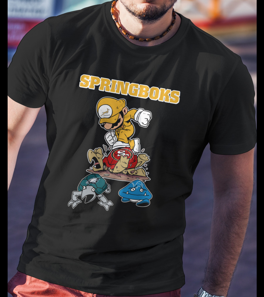 Springboks Jumping Character Over Enemies T-Shirt