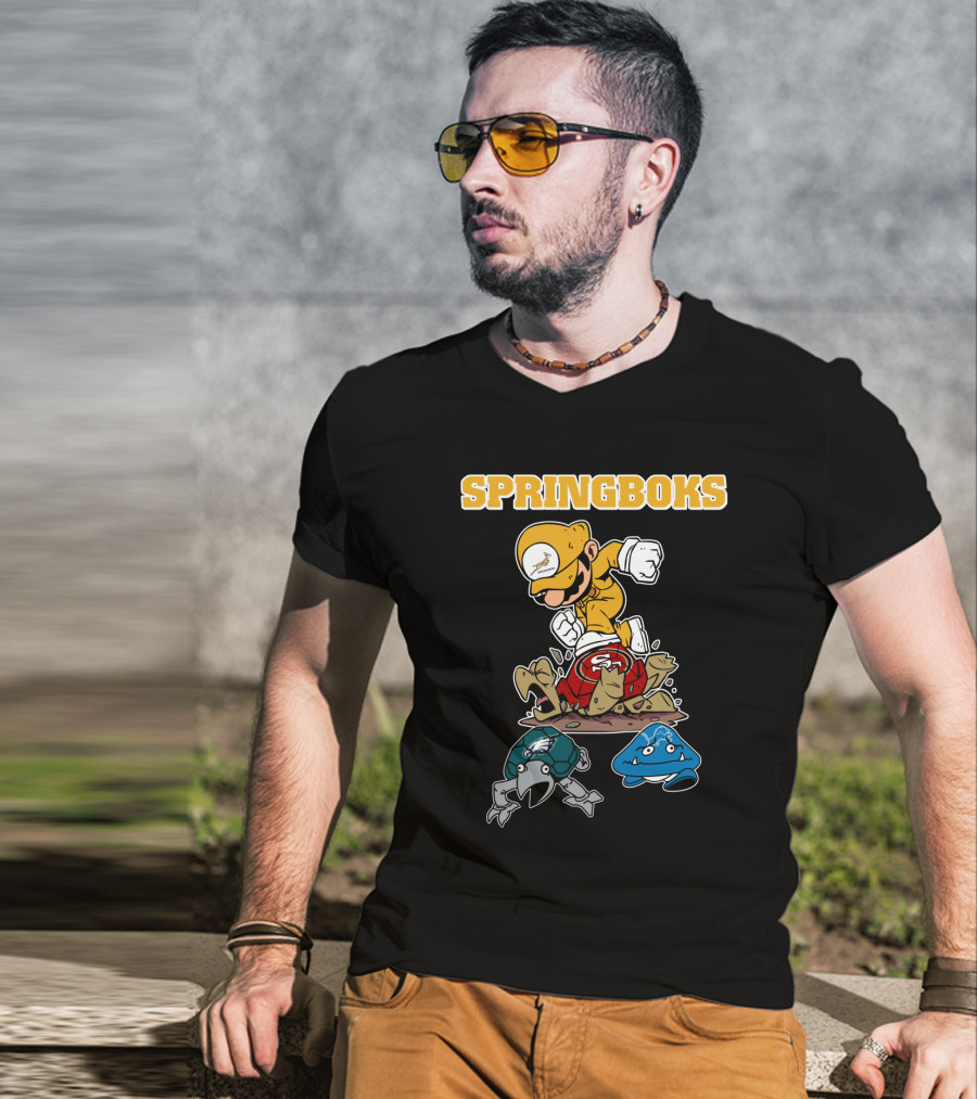 Springboks Jumping Character Over Enemies T-Shirt
