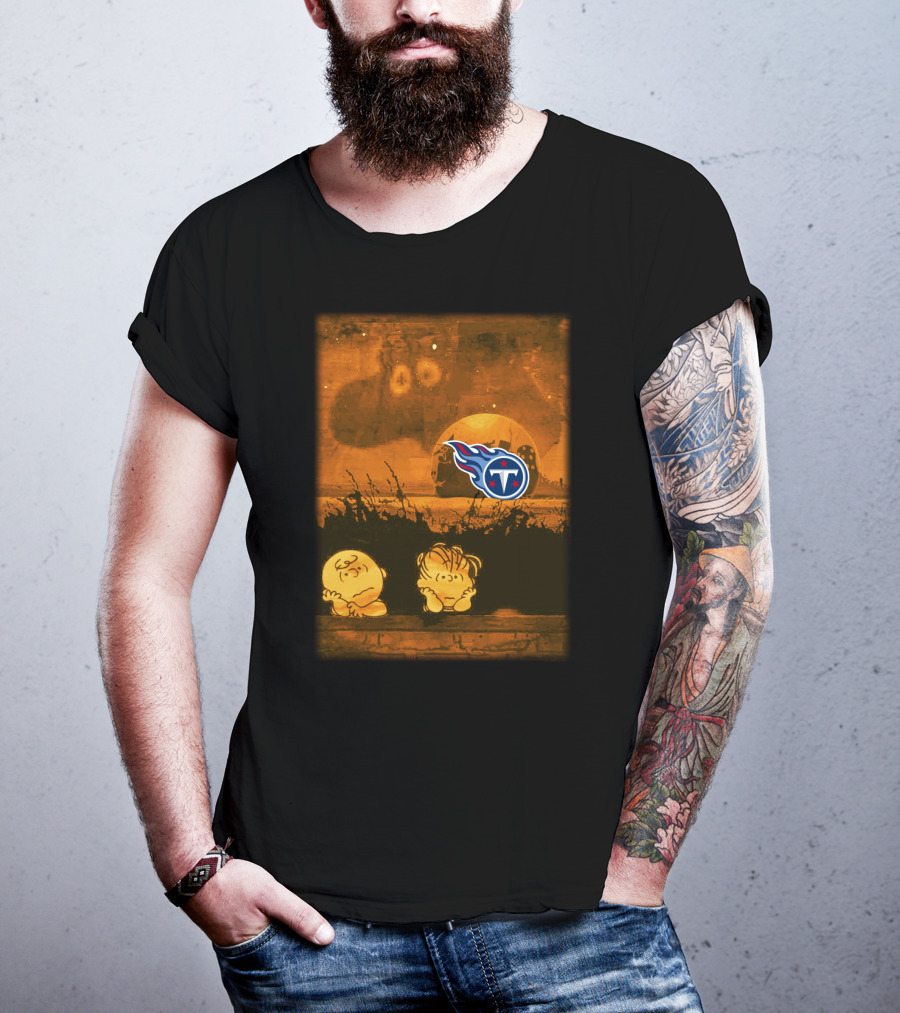 Halloween Tennessee Titans Peanuts Crossover Pumpkin Patch Scene T-Shirt