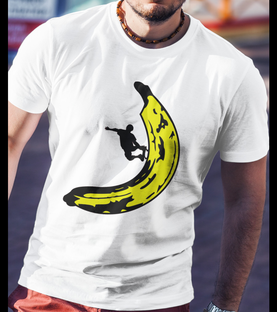 Banana Shaped Skateboard Ramp With Silhouette Skater Jumping T-Shirt