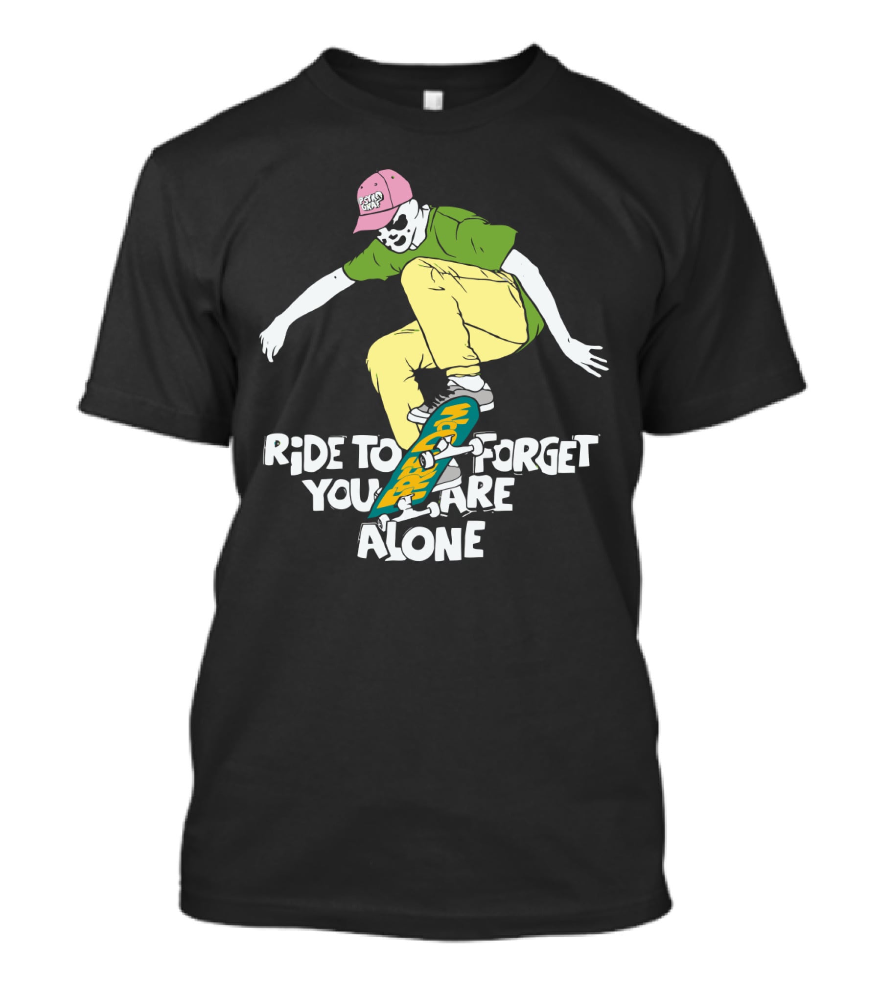 Ride To Forget You Are Alone Skateboard Freedom Skate Ride Rorschach T-Shirt