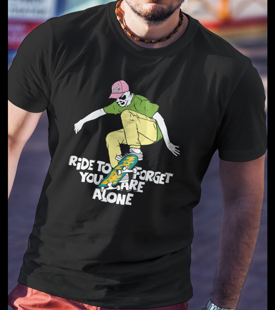 Ride To Forget You Are Alone Skateboard Freedom Skate Ride Rorschach T-Shirt