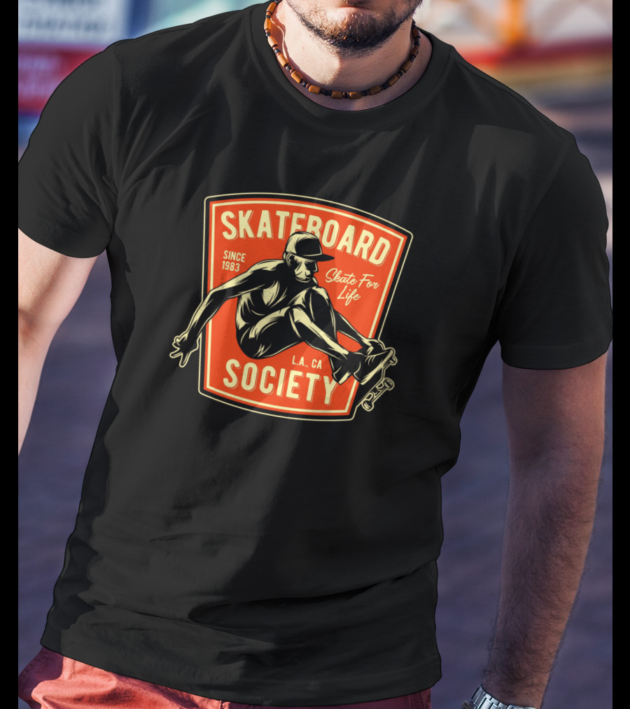 Skateboard Society Since 1983 L.a. Ca Skate For Life Vintage Skateboarding T-Shirt