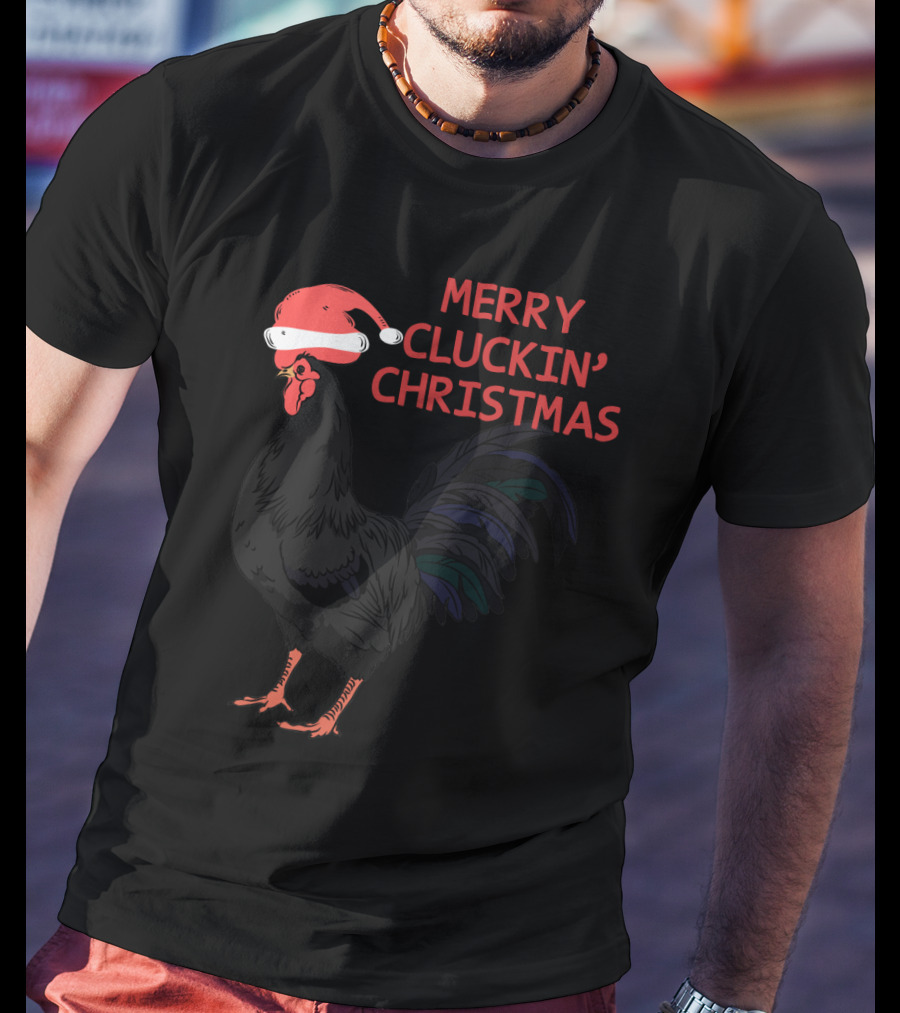 Merry Cluckin' Christmas Santa Hat Rooster T-Shirt