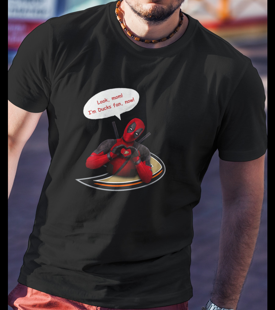 Anaheim Ducks Fan With Iconic Character In Red Suit T-Shirt