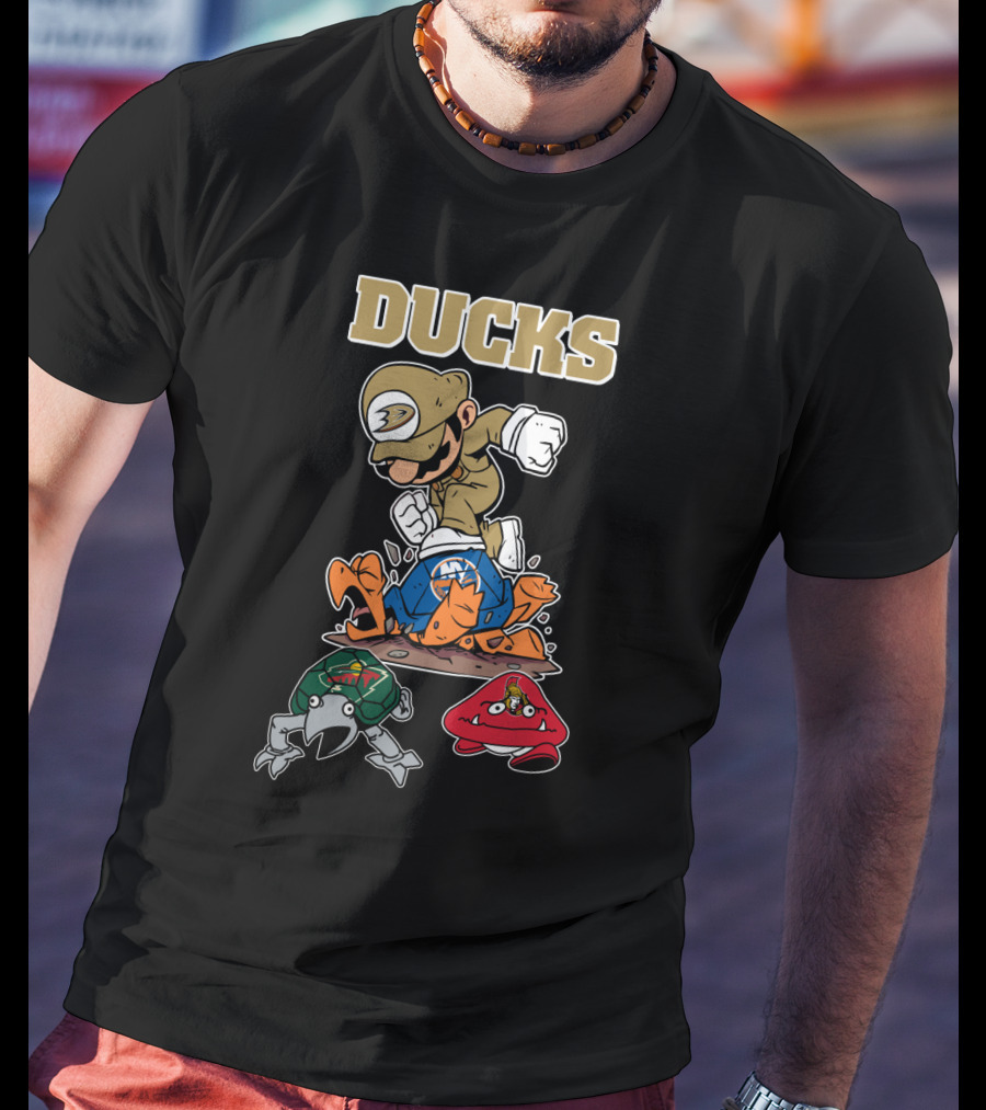 Ducks Anaheim Hockey Character Crossover And Team Logos T-Shirt