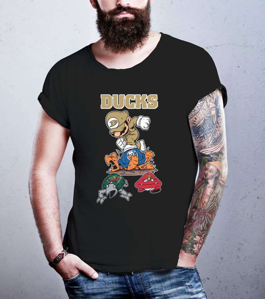 Ducks Anaheim Hockey Character Crossover And Team Logos T-Shirt