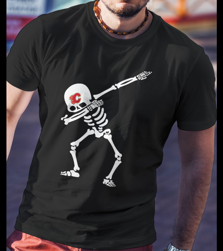 Calgary Flames Skeleton Dabbing Pose T-Shirt