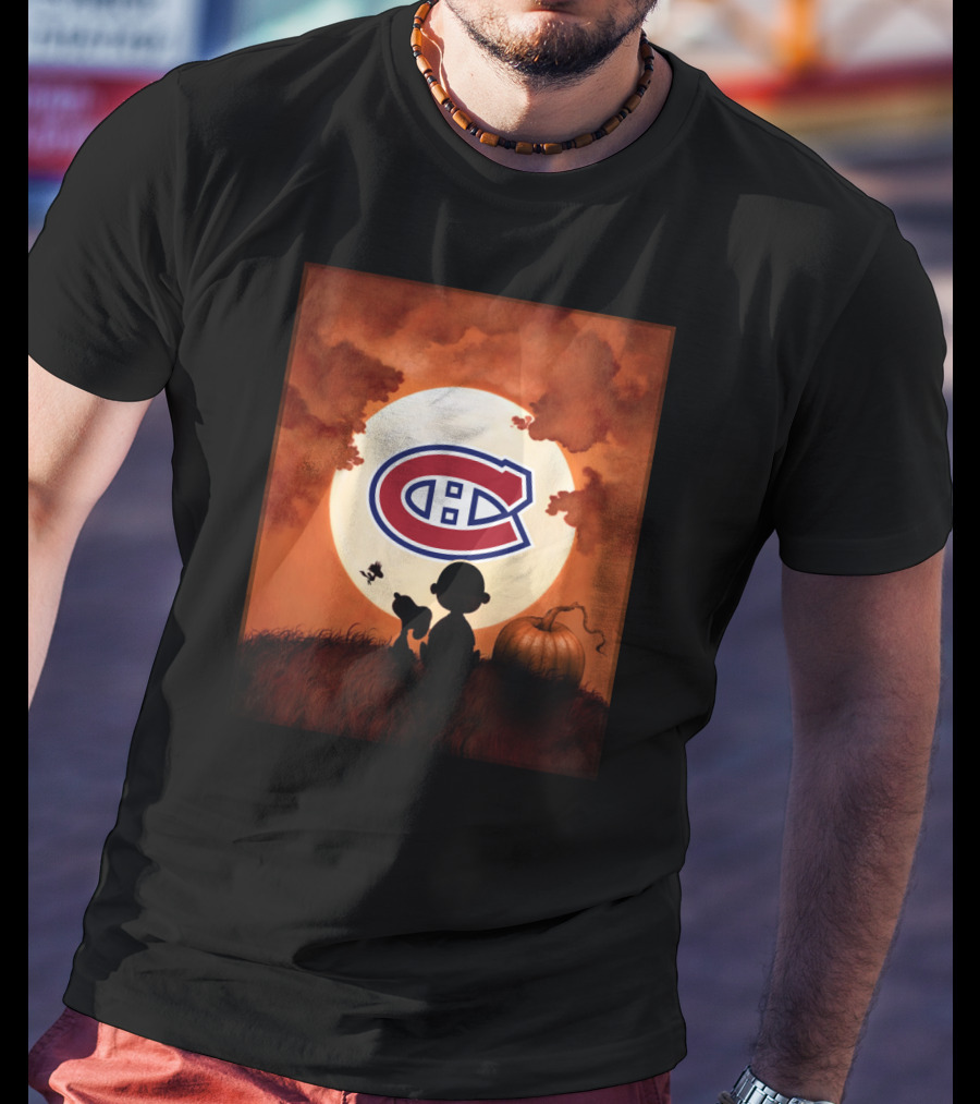 Montreal Canadiens Halloween Pumpkin Silhouette Scene T-Shirt