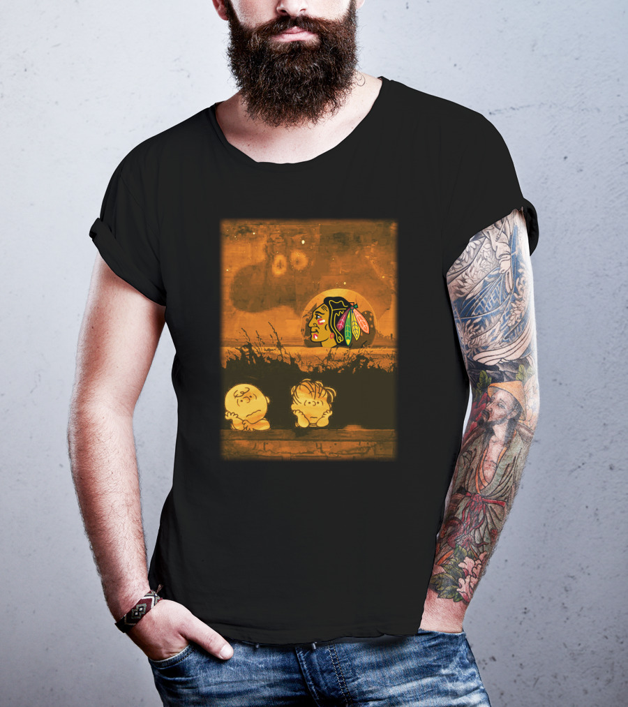 Halloween Charlie Brown Chicago Blackhawks Peanuts Crossover T-Shirt