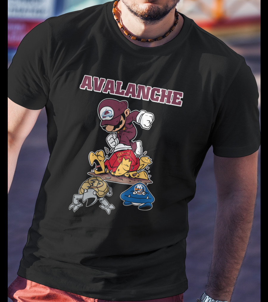 Avalanche Colorado Mario Hockey Theme T-Shirt
