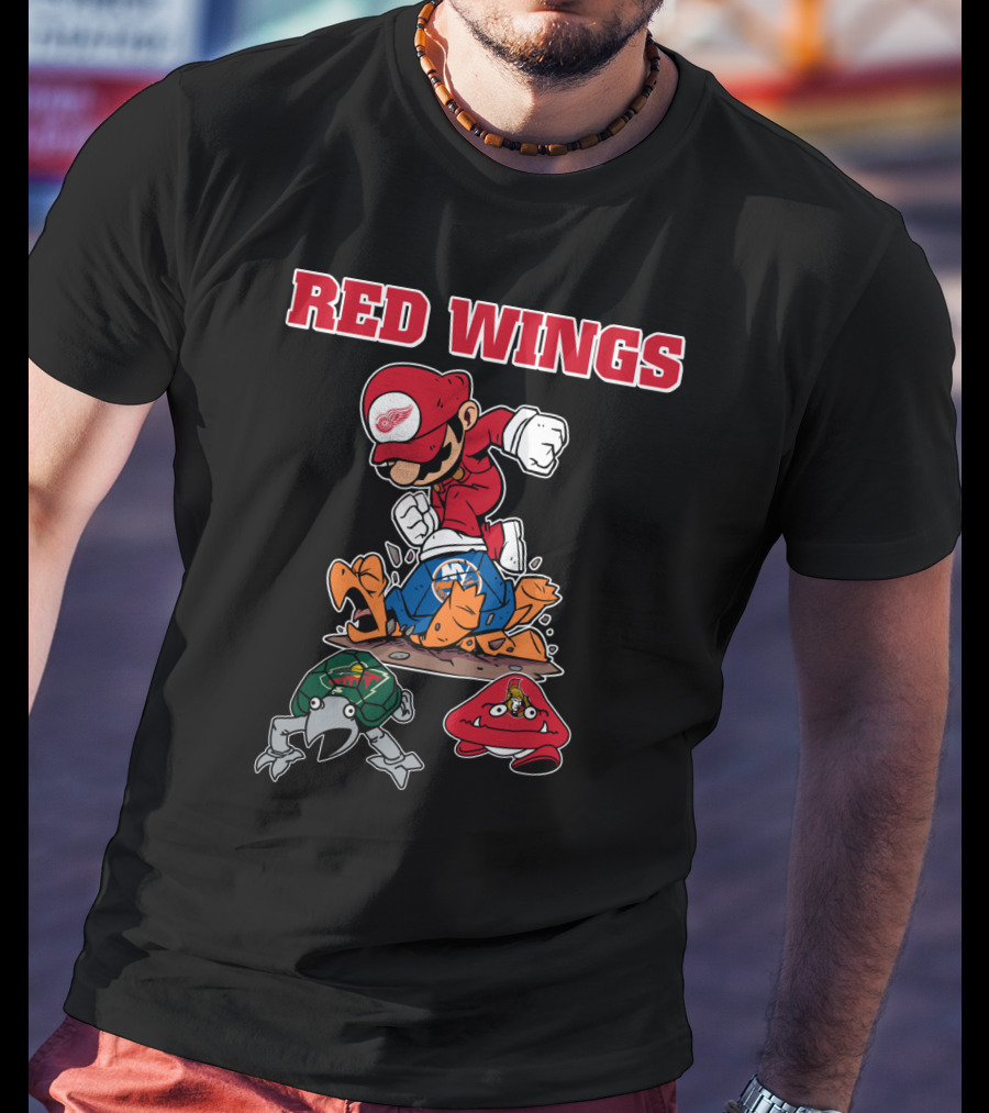Red Wings Retro Cartoon Mascot T-Shirt