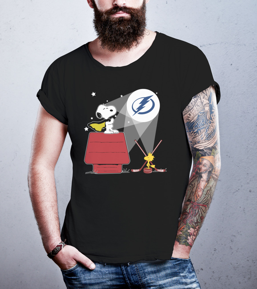 Tampa Bay Lightning Snoopy Woodstock Nhl Peanuts Crossover T-Shirt