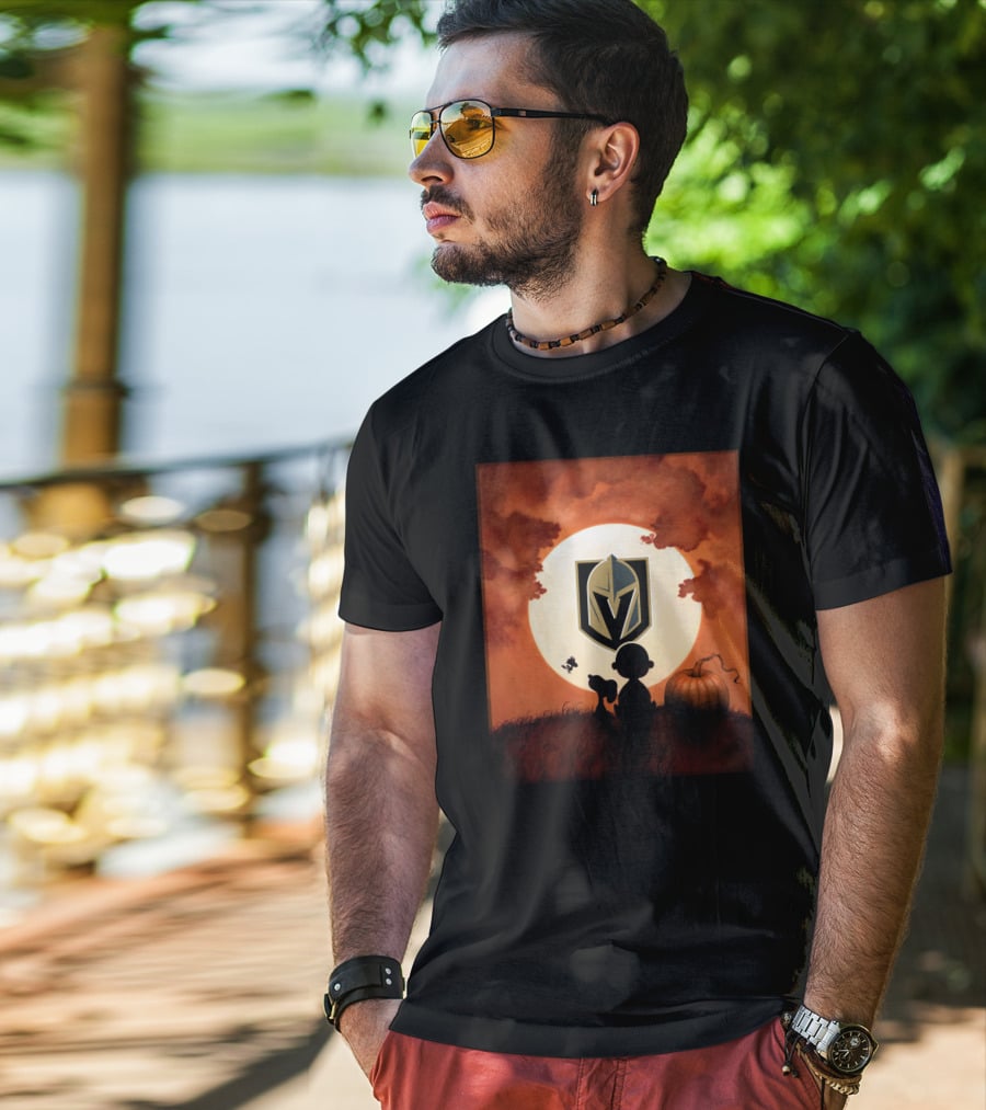 Halloween Vegas Golden Knights Full Moon Pumpkin Patch T-Shirt