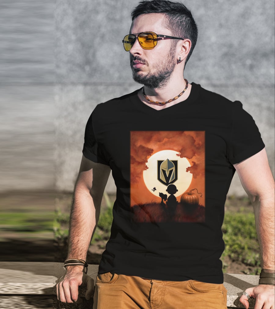 Halloween Vegas Golden Knights Full Moon Pumpkin Patch T-Shirt