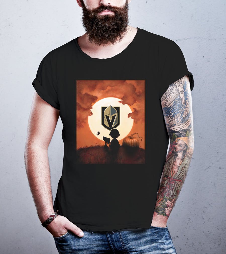 Halloween Vegas Golden Knights Full Moon Pumpkin Patch T-Shirt