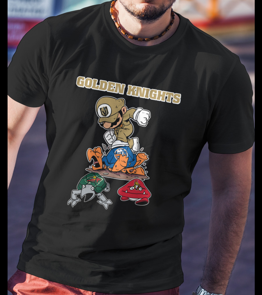 Golden Knights Knights Battling Iconic Video Game Characters T-Shirt