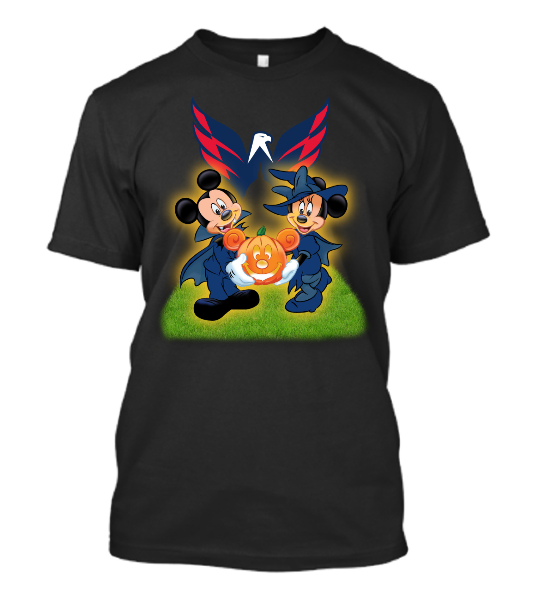 Halloween Washington Capitals Mickey And Minnie With Pumpkin T-Shirt