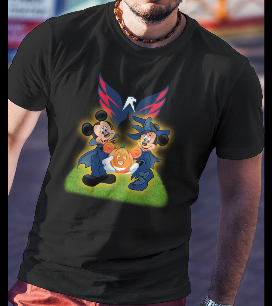 Halloween Washington Capitals Mickey And Minnie With Pumpkin T-Shirt
