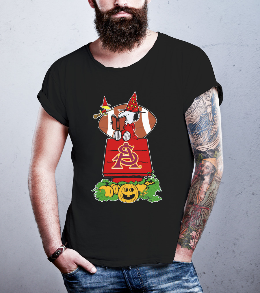 Halloween Arizona State Sun-Devils Snoopy Witch Peanuts Football Pumpkin Patch T-Shirt
