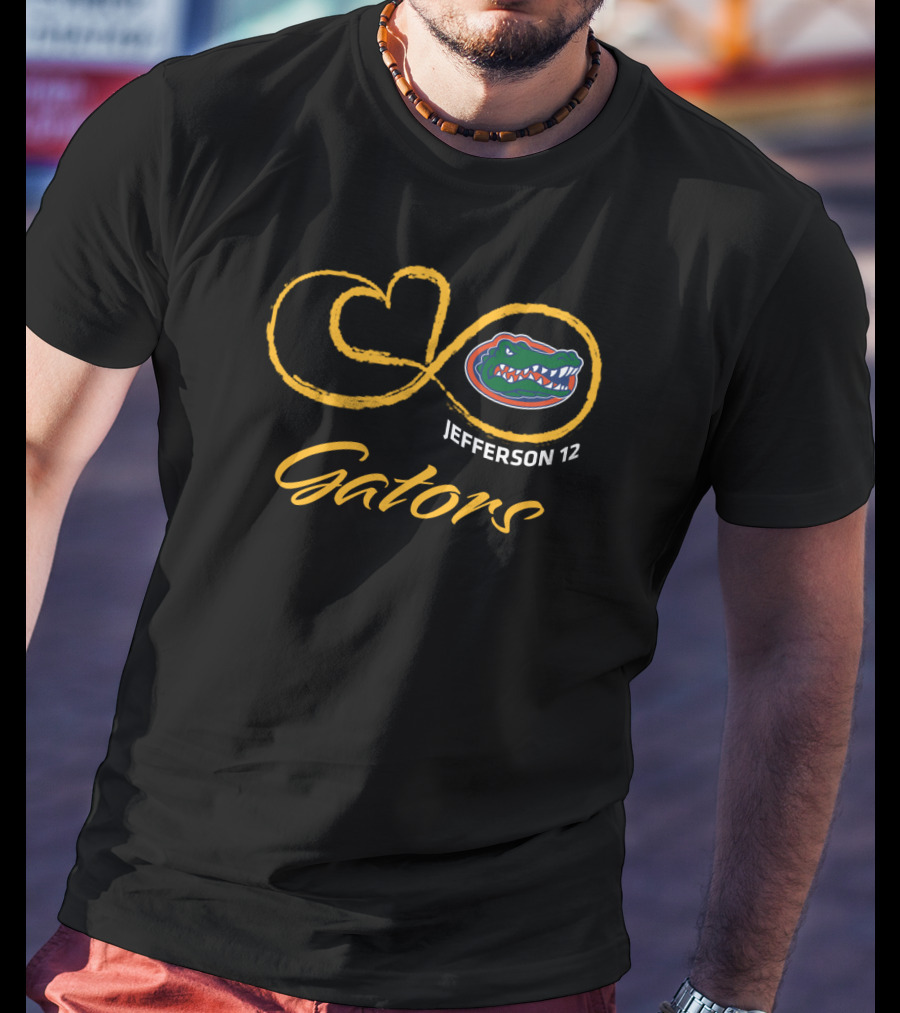 Jefferson 12 Florida Gators Infinity Logo Football T-Shirt