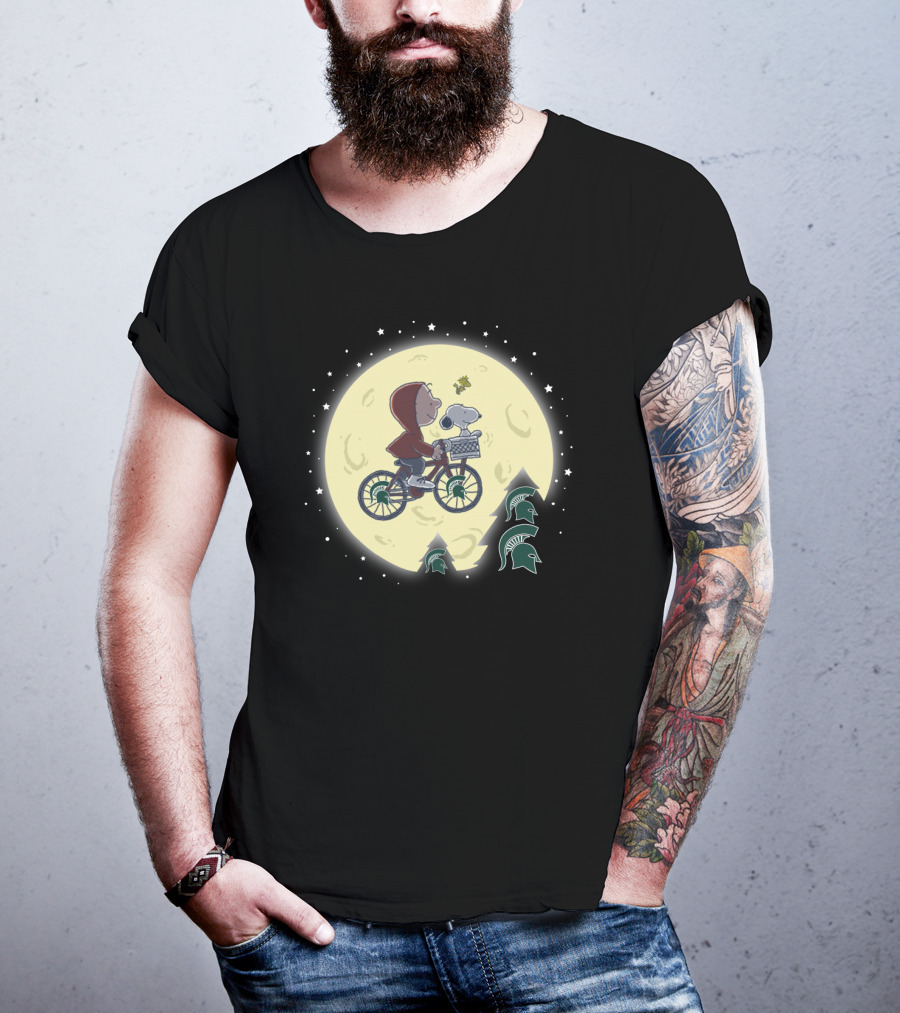 Msu Football Halloween With Et And Moon Scene T-Shirt