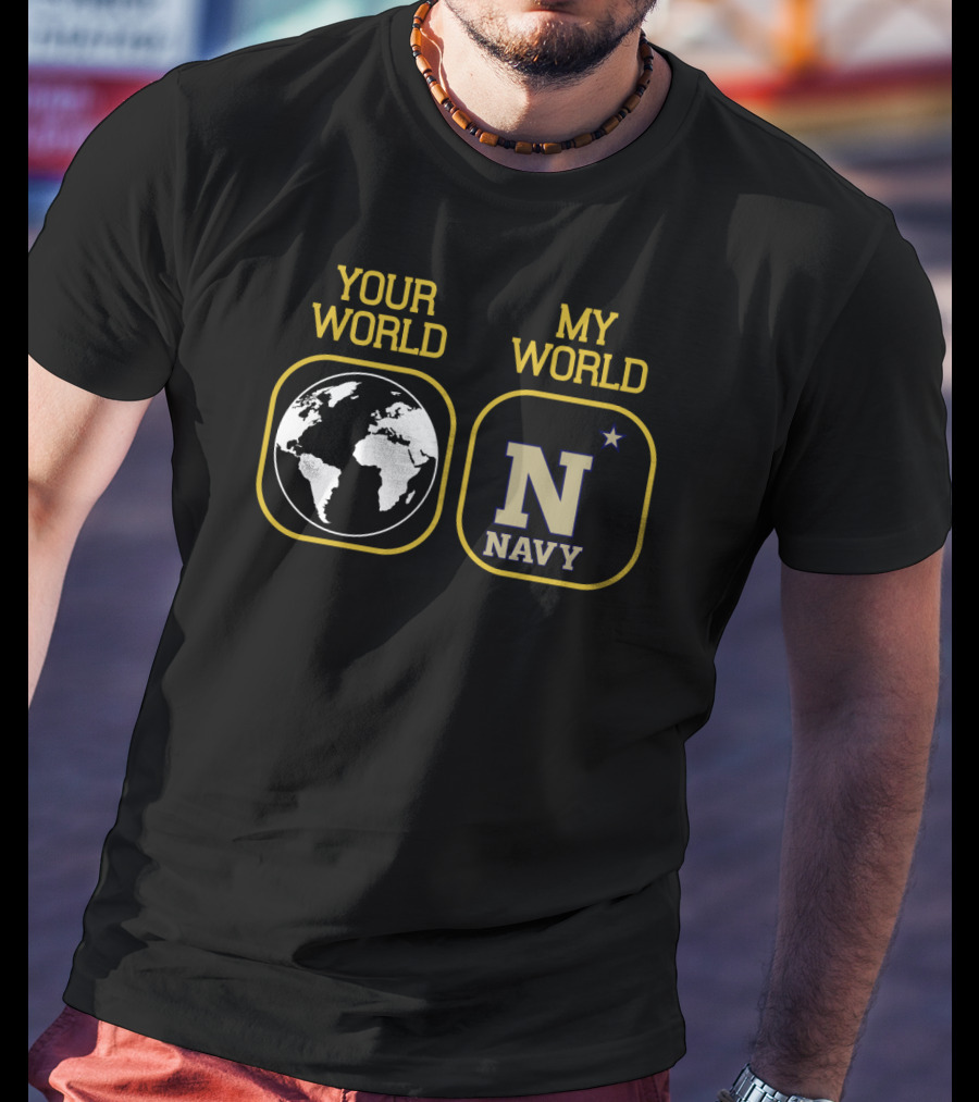 Your World My World Navy Football T-Shirt