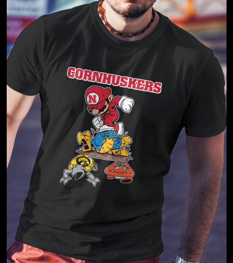 Nebraska Cornhuskers Football Super Mario Style Victory Over Opponents T-Shirt