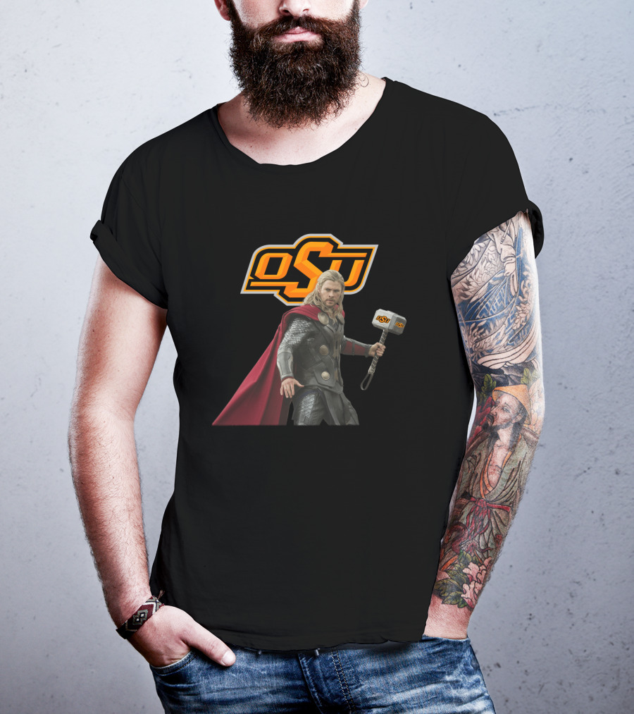 Oklahoma State Football Osu Thor Crossover With Hammer T-Shirt