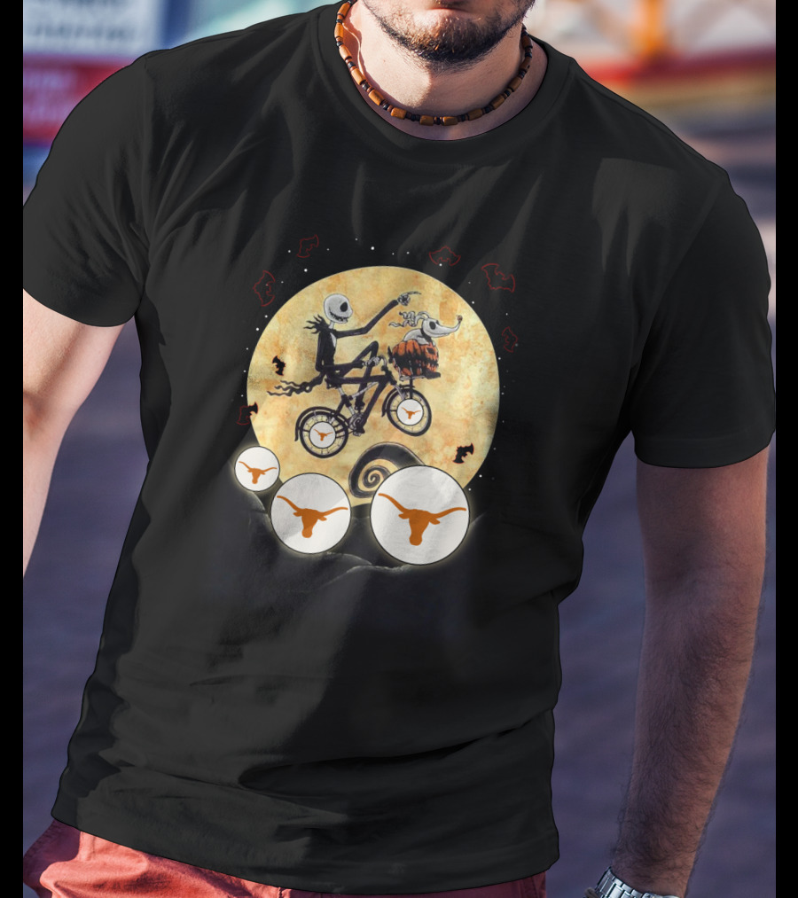 Halloween Texas Longhorns Nightmare Biking Theme T-Shirt