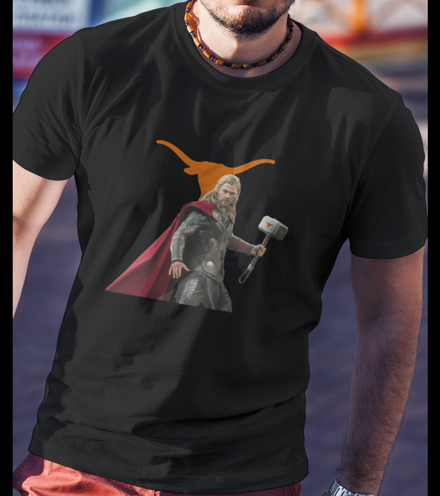 Texas Longhorns Football Thor Hammer Crossover T-Shirt