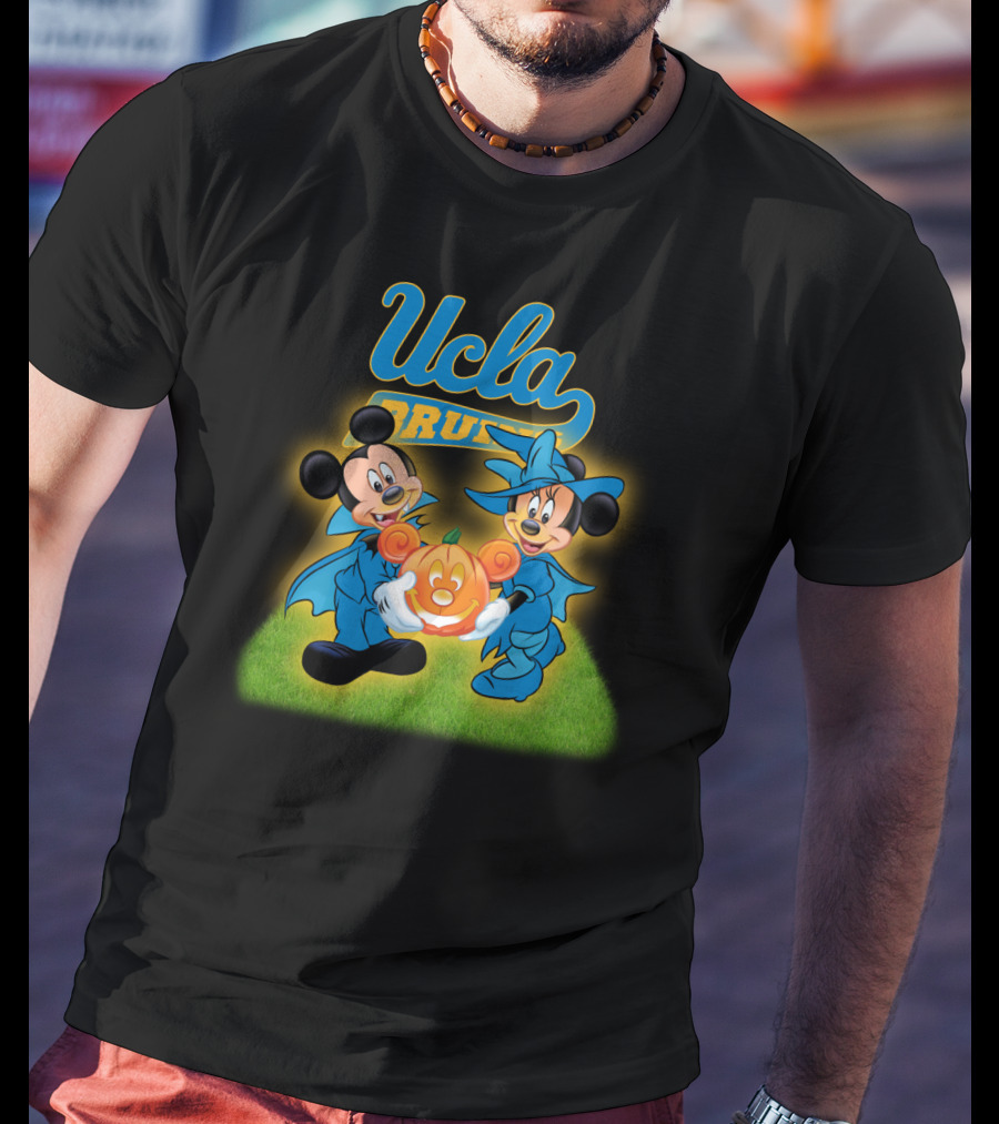 UCLA Bruins Halloween Featuring Mickey And Minnie With Pumpkin T-Shirt