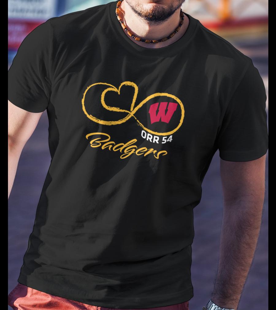 Wisconsin Badgers Orr 54 Football Infinity Symbol T-Shirt