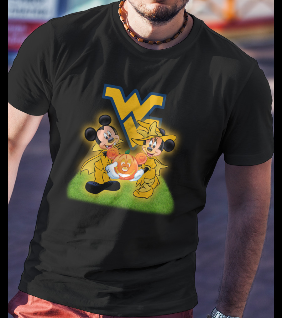 Mickey Minnie Halloween Wvu Football Pumpkins T-Shirt