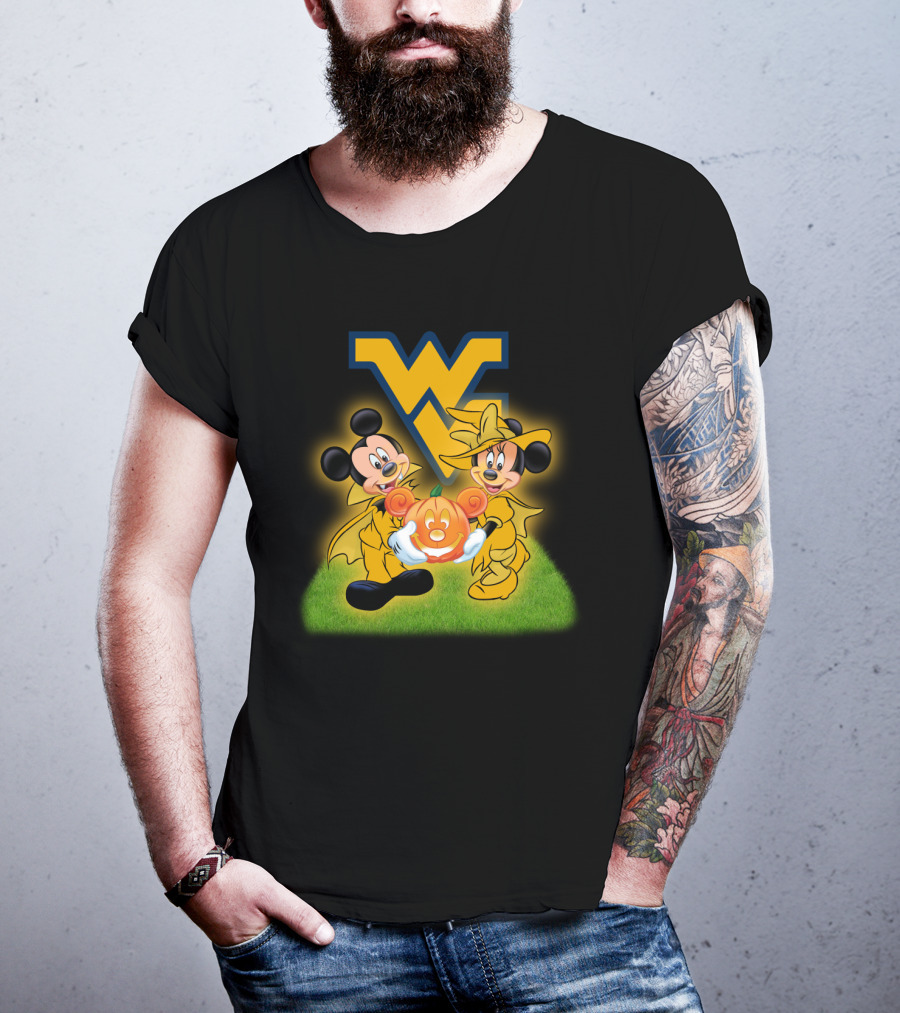 Mickey Minnie Halloween Wvu Football Pumpkins T-Shirt