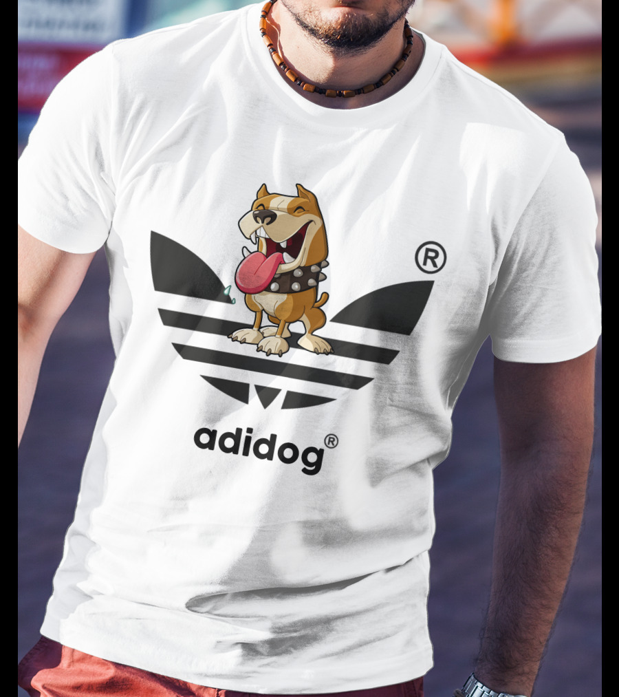 Adidog Funny Dog With Tongue Out And Spiked Collar T-Shirt
