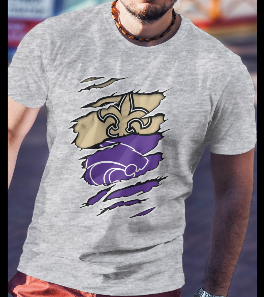 Kansas State Wildcats New Orleans Saints Fleur-de-lis Combination T-Shirt