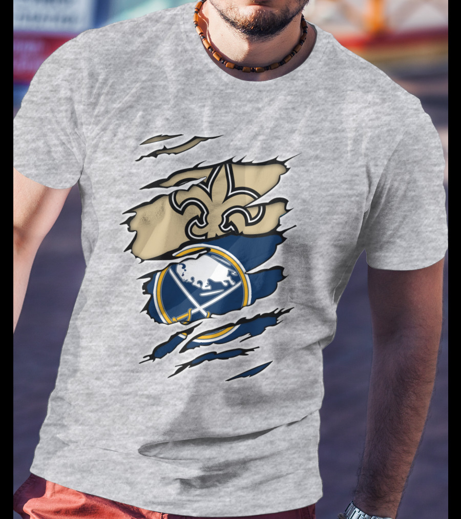 Saints Sabres Fleur-de-Lis And Buffalo Emblems T-Shirt