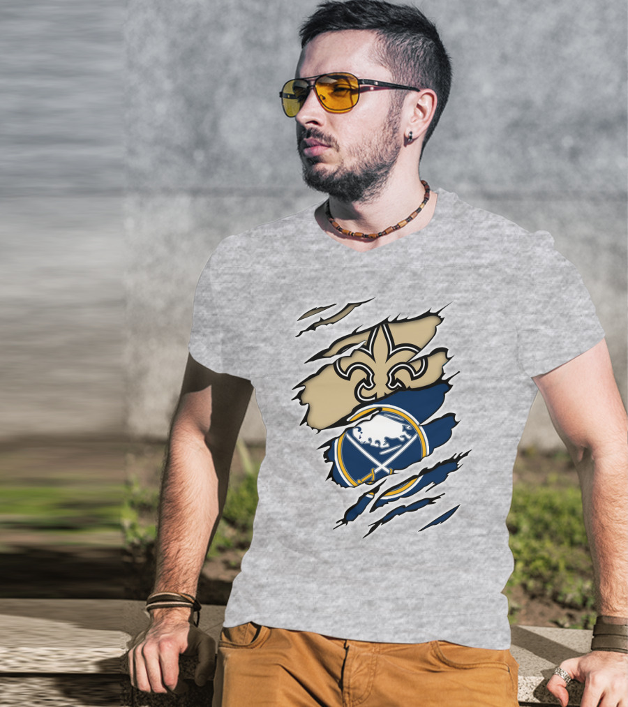 Saints Sabres Fleur-de-Lis And Buffalo Emblems T-Shirt