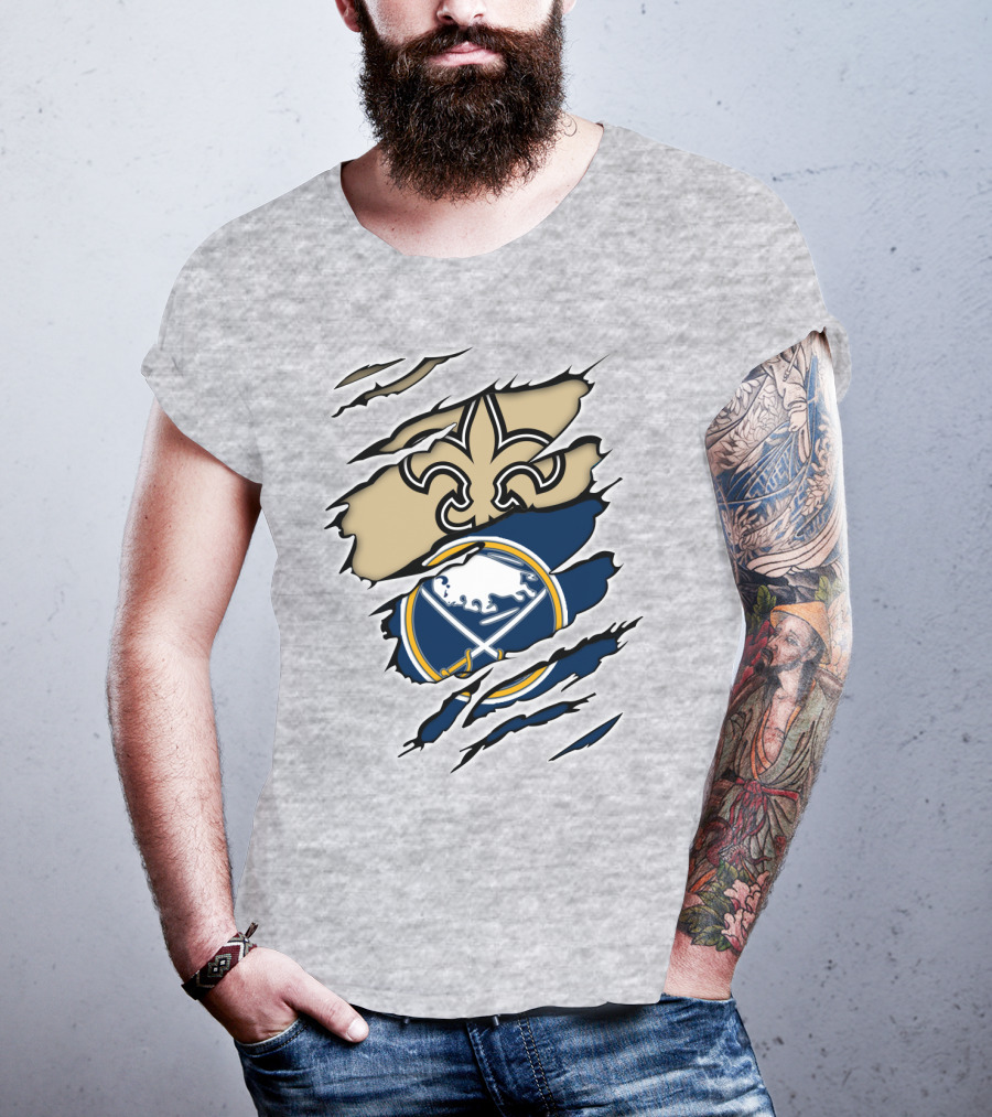Saints Sabres Fleur-de-Lis And Buffalo Emblems T-Shirt