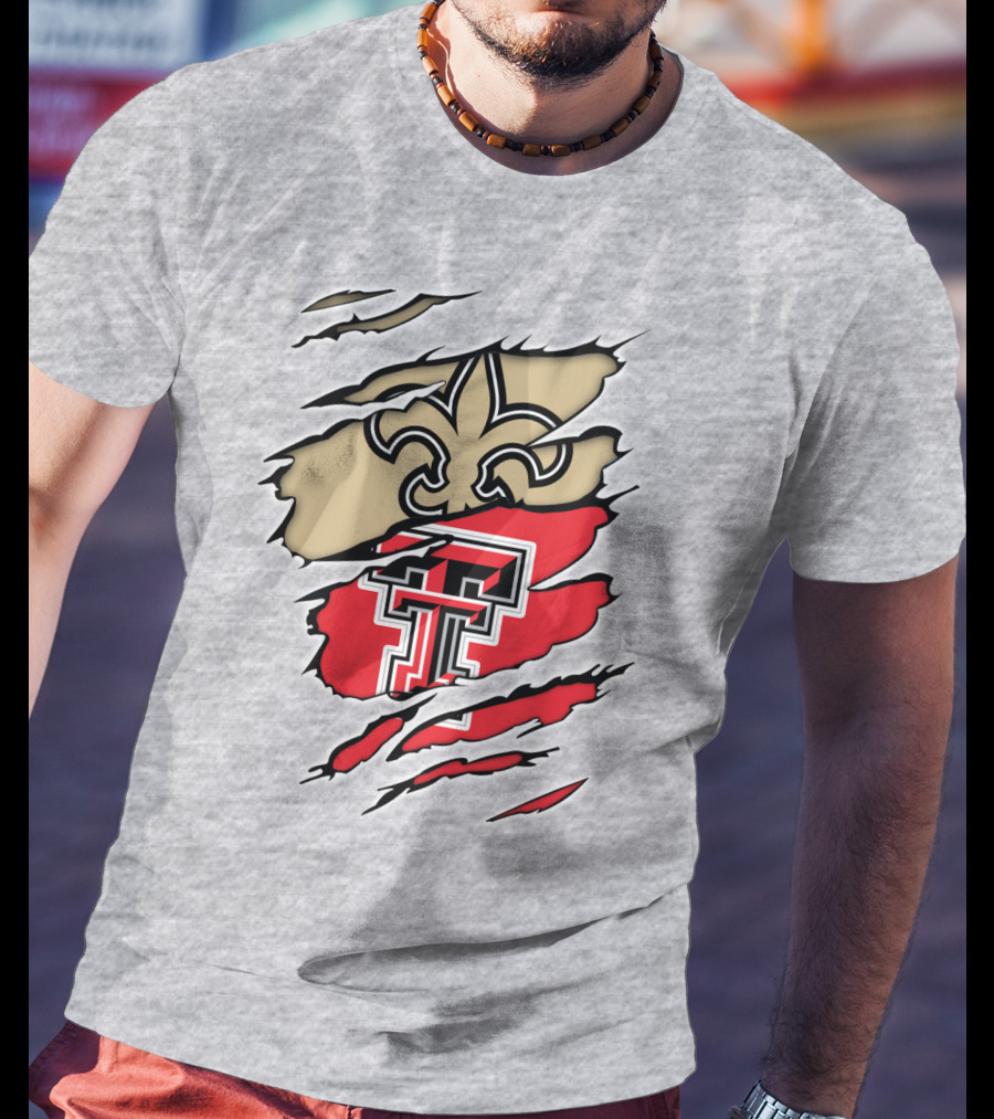Saints Fleur-de-Lis Texas Tech Double T Combo T-Shirt