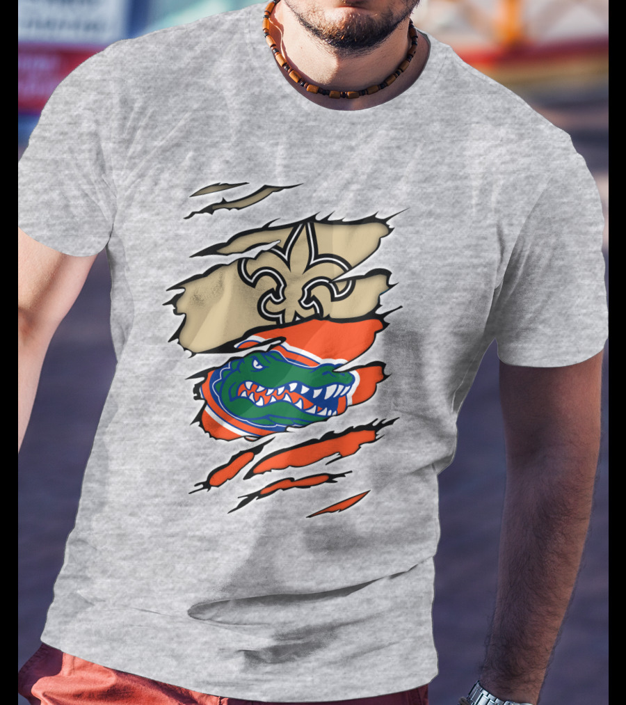 Saints Gators Fleur-De-Lis And Gator Clash Tribute T-Shirt