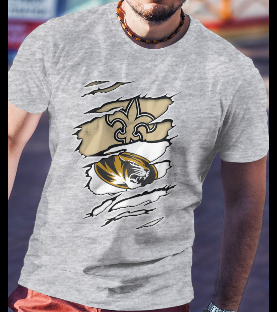 Saints New Orleans Fleur-de-Lis Missouri Tigers T-Shirt