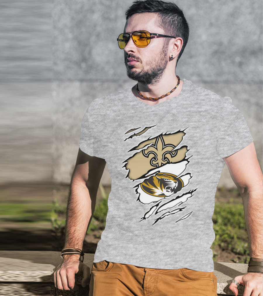 Saints New Orleans Fleur-de-Lis Missouri Tigers T-Shirt